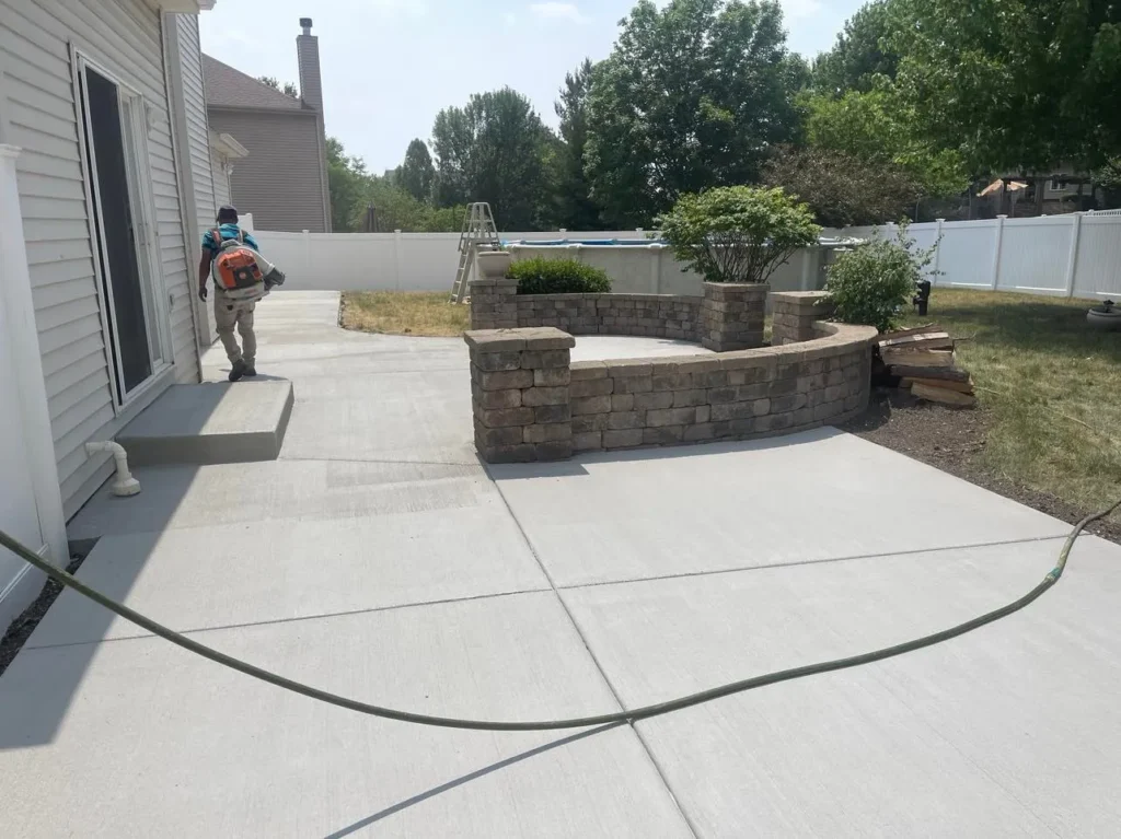 Back Yard Patio with Decorative Concrete Wall